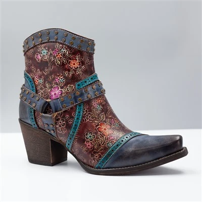 Botins de couro com tachas florais Ditsy